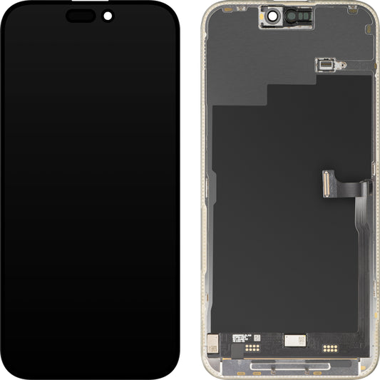 MP Touchscreen Display compatible with Apple iPhone 15 Pro Max, with Frame, Premium Soft OLED FHD 120Hz Version, Black