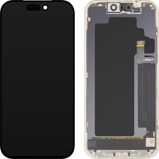 Pantalla con Touchscreen MP compatible con Apple iPhone 17 Pro, con Marco, Versión OLED FHD IC Movable, Negro
