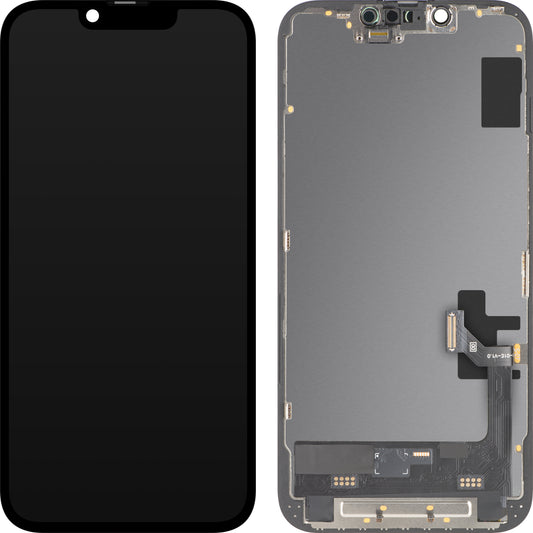 Pantalla con pantalla táctil MP compatible con Apple iPhone 17e / 16e, con marco, versión Soft OLED FHD 120Hz IC Movable, negro