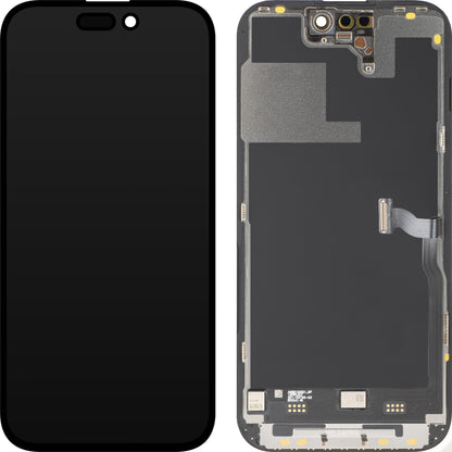 Pantalla con Touchscreen MP compatible con Apple iPhone 14 Pro, con Marco, Versión Premium Soft OLED FHD 120Hz Diagnóstico, Negro