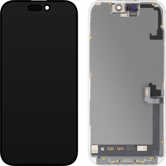 Pantalla con pantalla táctil MP compatible con Apple iPhone 17, con marco, versión de software OLED FHD 120Hz diagnóstico, negro