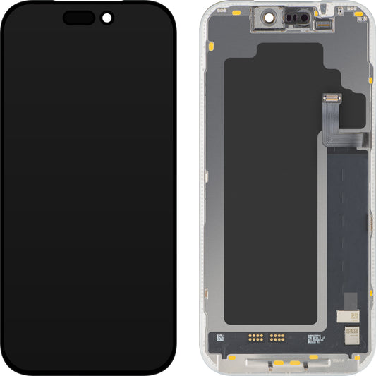 Pantalla con pantalla táctil MP compatible con Apple iPhone 17 Pro, con marco, versión de software OLED FHD 120Hz diagnóstico, negro