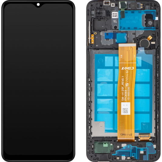 Pantalla con Touchscreen MP compatible con Samsung Galaxy A12 A125 / A12 Nacho A127, con Marco, Negro, Reacondicionado