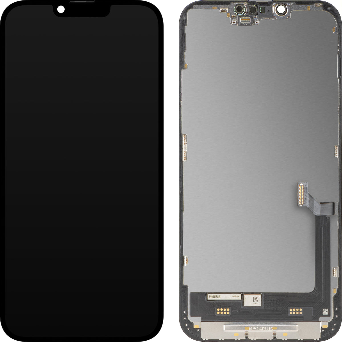 Pantalla con pantalla táctil MP compatible con Apple iPhone 14 Plus, con marco, versión premium suave OLED FHD 120Hz diagnóstico, negro