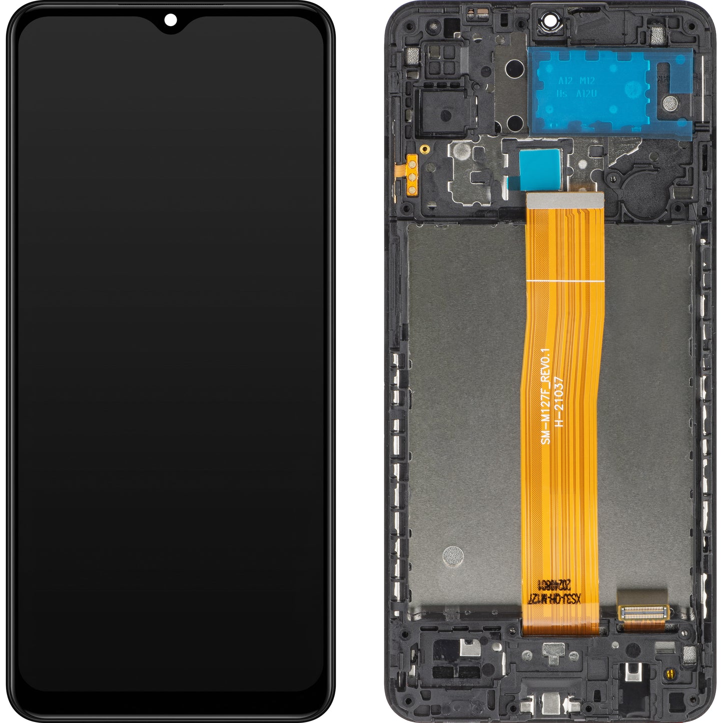 Pantalla táctil MP compatible con Samsung Galaxy M12 M127, con marco, negro 