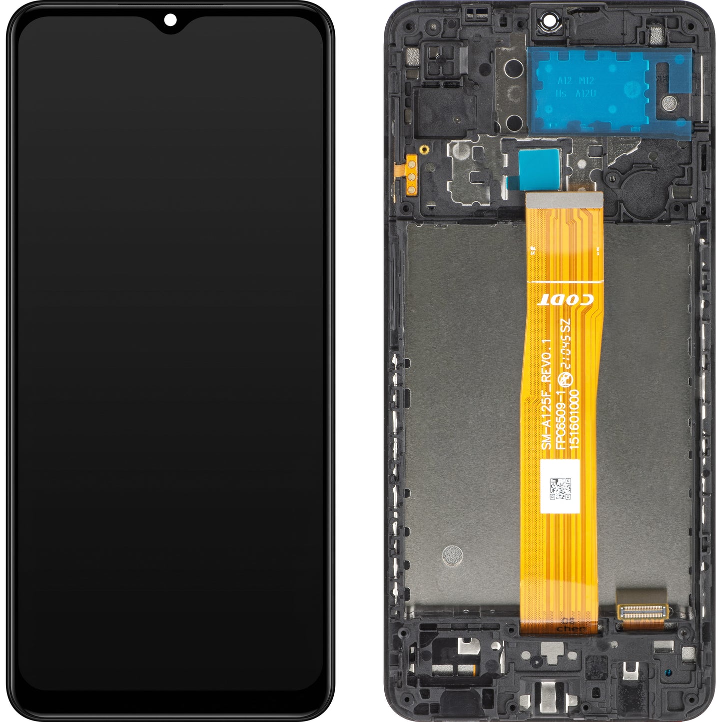 Pantalla táctil MP compatible con Samsung Galaxy A12 Nacho A127 / A12 A125, con marco, negro 