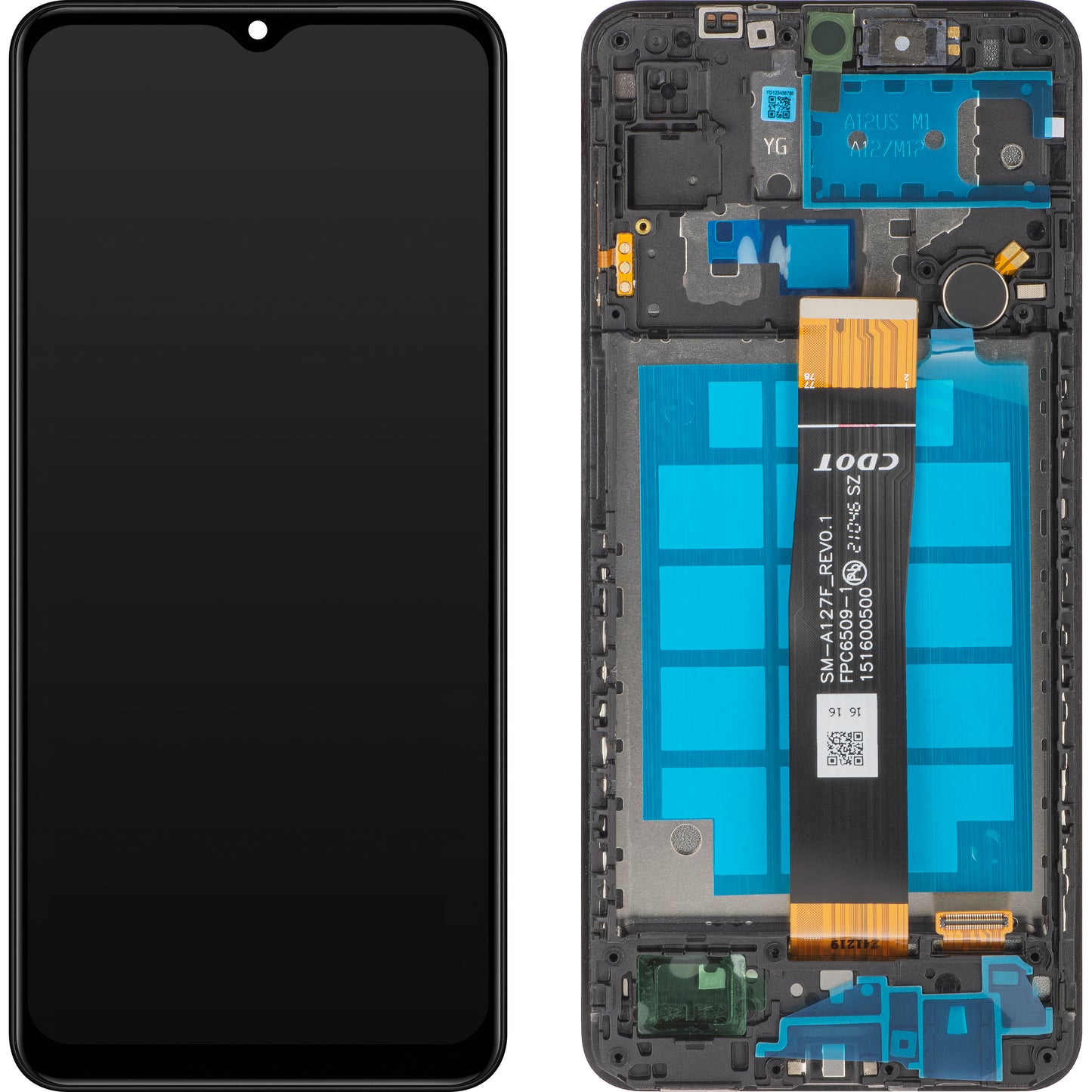 MP Pantalla táctil compatible con Samsung Galaxy A12 Nacho A127, con marco, Negro