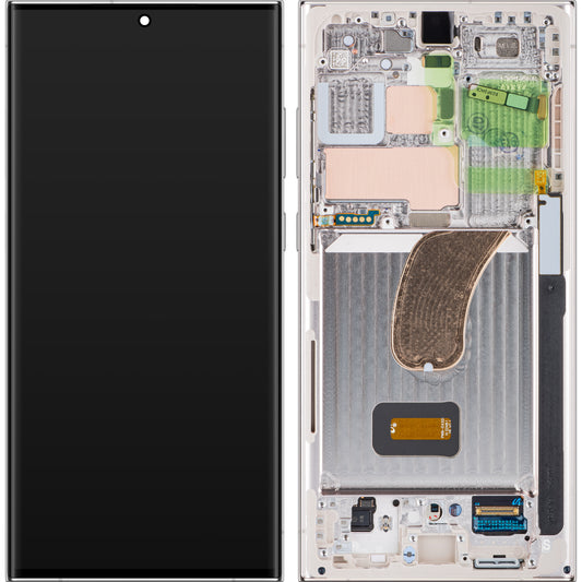 Pantalla táctil Samsung Galaxy S23 Ultra S918, con marco, plata, Service Pack GH82-30466G