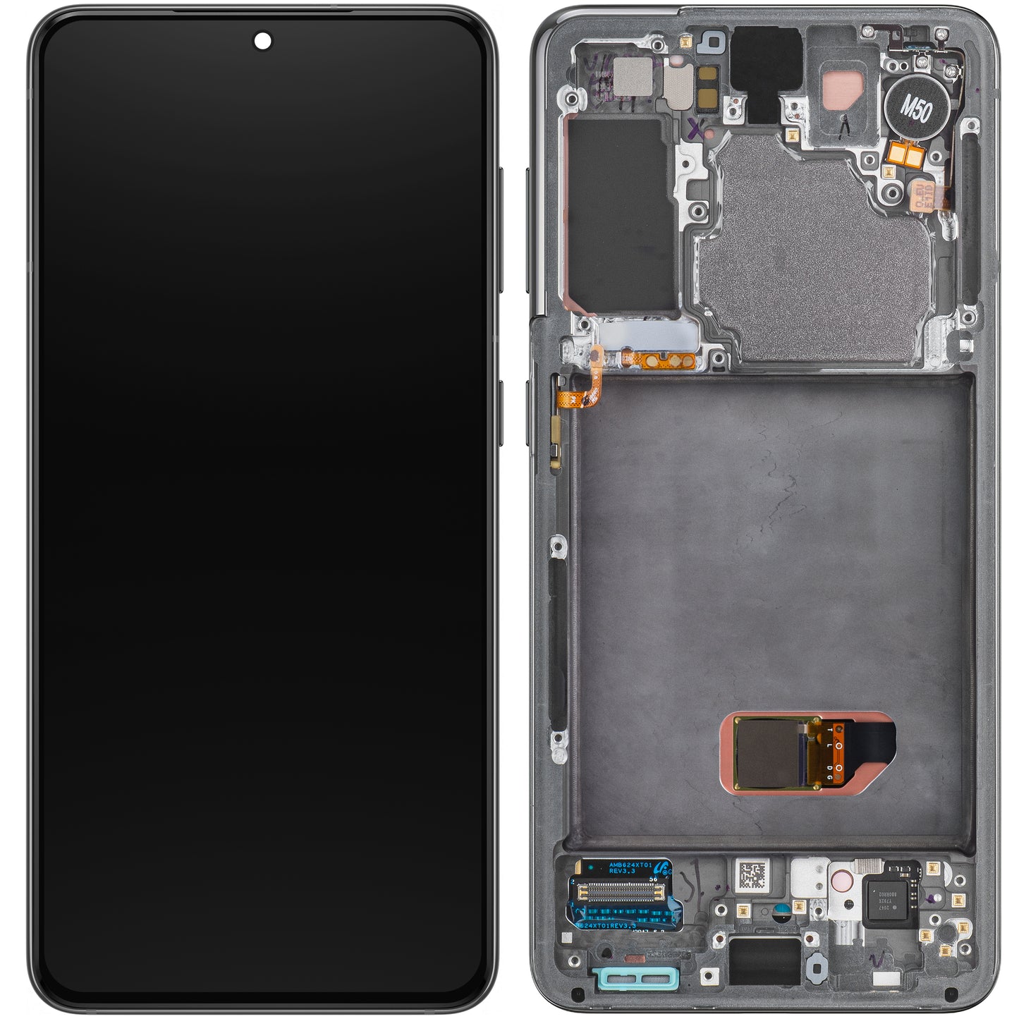 Pantalla táctil Samsung Galaxy S21 5G G991, con marco, gris, Service Pack GH82-27256A