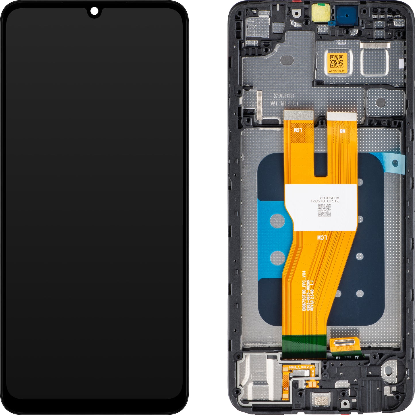 Pantalla táctil Samsung Galaxy A05 A055, con marco, negra, Service Pack GH81-24189A 