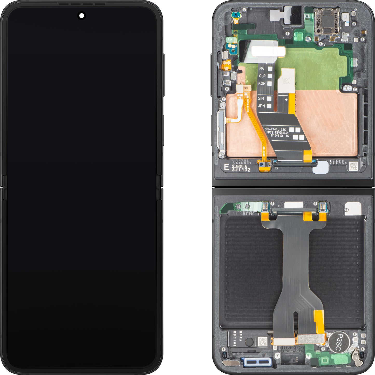 Pantalla con pantalla táctil Samsung Galaxy Z Flip6 F741, con marco, Sub Inner, negro (Crafted Black), Service Pack GH82-35014E