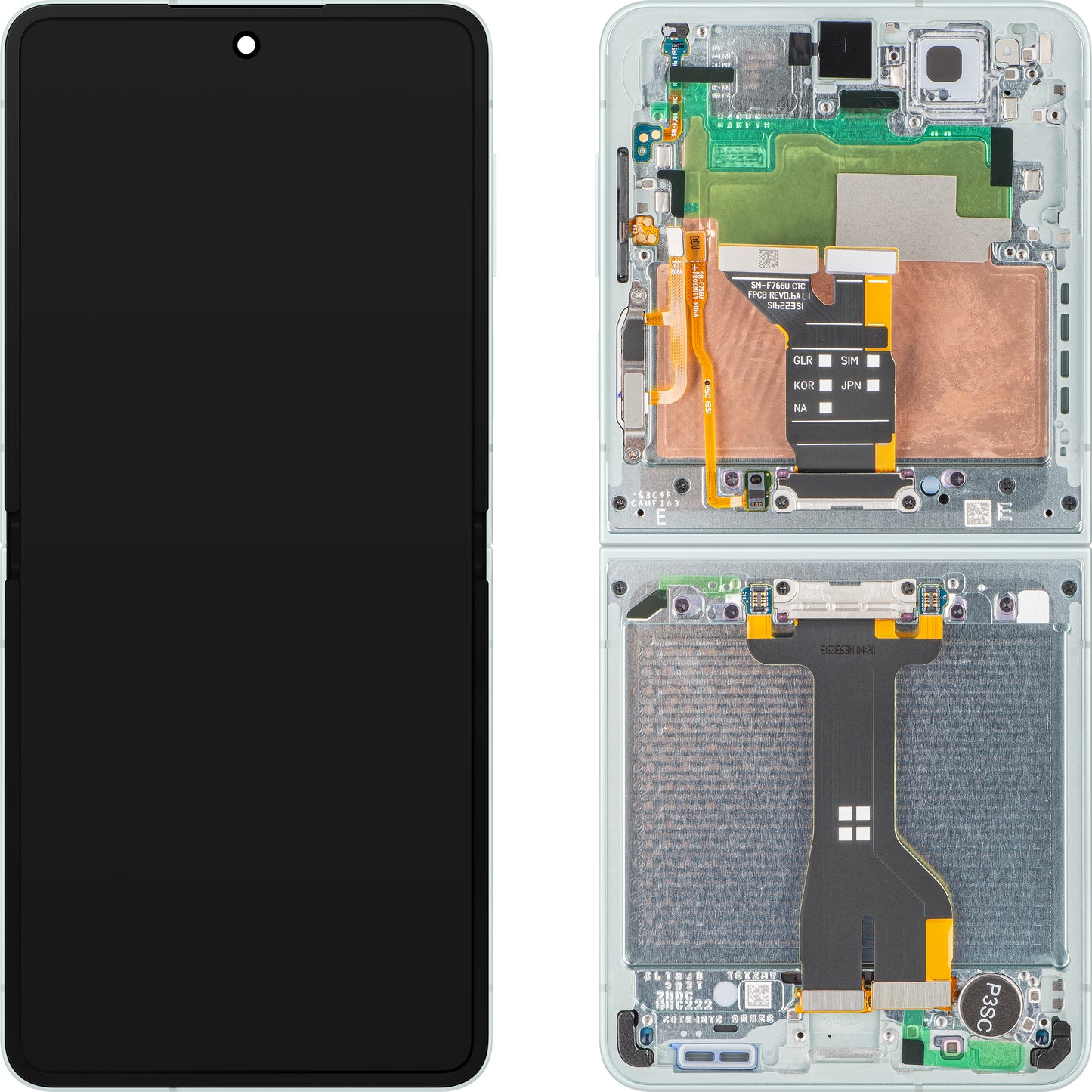 Samsung Galaxy Z Flip7 F766 Touchscreen Display, with Frame, Sub Inner, Green (Mint), Service Pack GH82-37581E