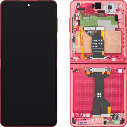 Pantalla con pantalla táctil Samsung Galaxy Z Flip7 F766, con marco, sub inner, coral (rojo coral), paquete de servicio GH82-37581D