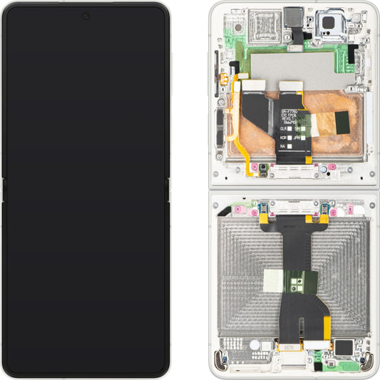 Pantalla con pantalla táctil Samsung Galaxy Z Flip8 F776, con marco, sub interior, blanco (crema), paquete de servicio GH82-39754B