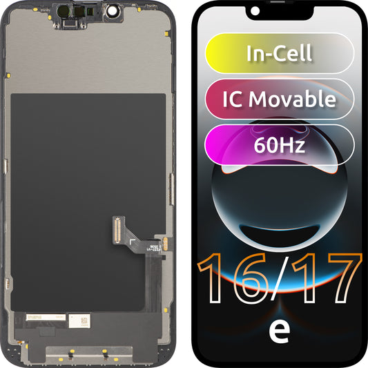 Pantalla con pantalla táctil ZY para Apple iPhone 17e / 16e, con marco, versión LCD In-Cell IC Movible, negro
