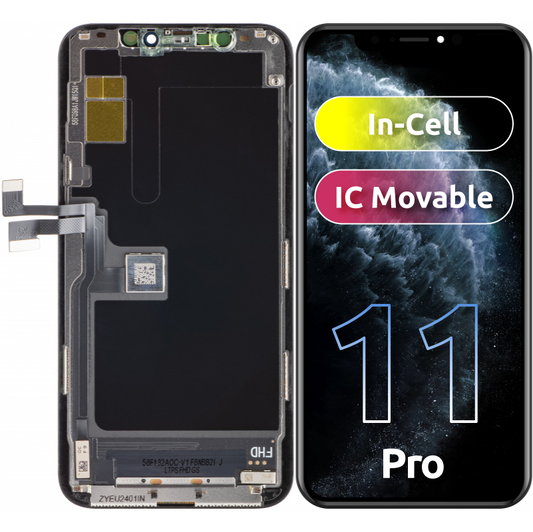 ZY Pantalla Táctil para Apple iPhone 11 Pro, con Marco, Versión LCD In-Cell IC Móvil, Negro 