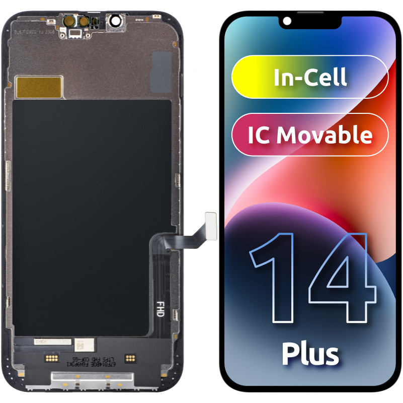 ZY Pantalla Táctil para Apple iPhone 14 Plus, con Marco, LCD In-Cell IC Movible, Negro 