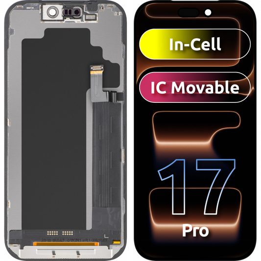 Pantalla con Touchscreen ZY para Apple iPhone 17 Pro, con Marco, Versión LCD In-Cell IC Movable, Negro