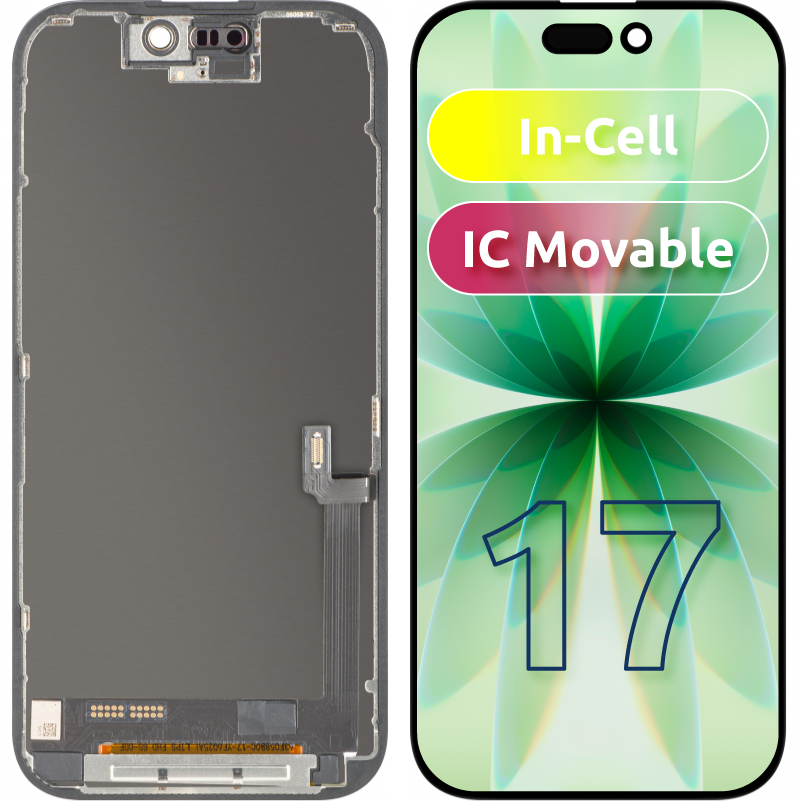 Pantalla con Touchscreen ZY para Apple iPhone 17, con Marco, Versión LCD In-Cell IC Movable, Negro