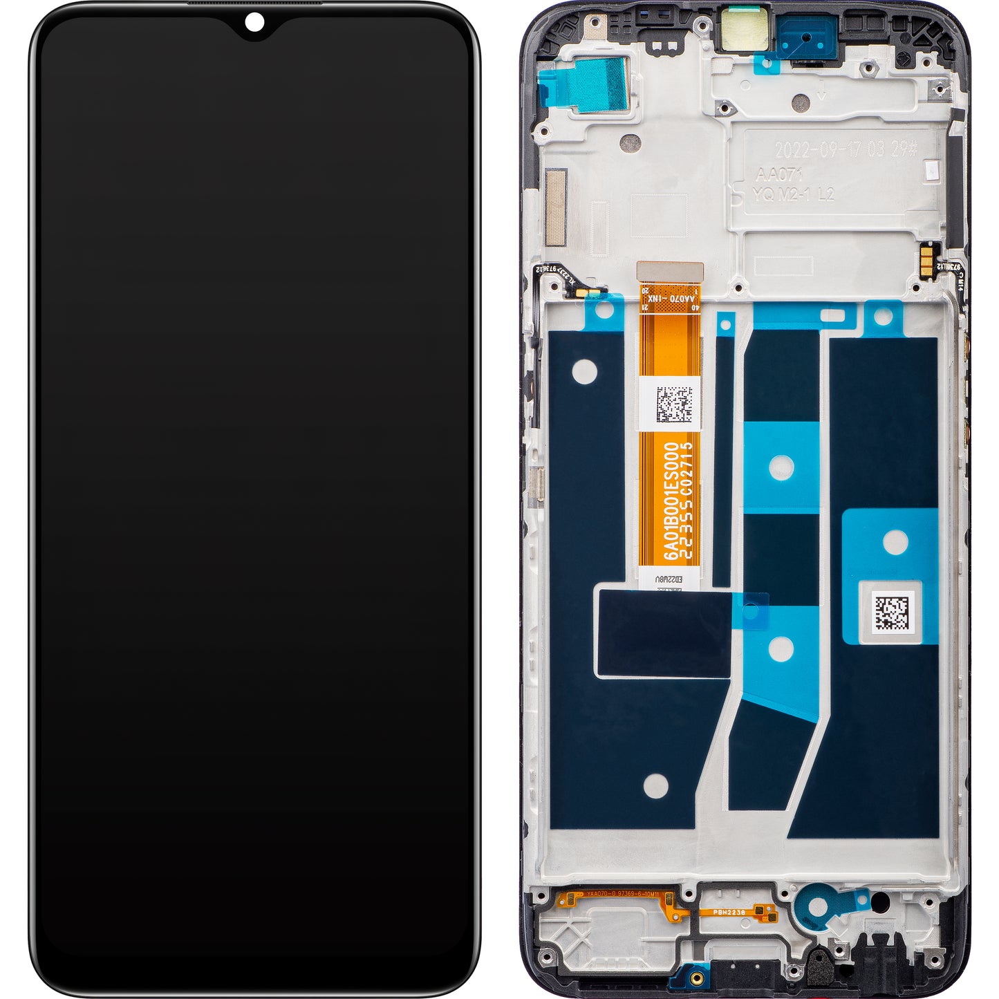 Display con pantalla táctil Oppo A16s / A16, con marco, negro, Service Pack 4908018