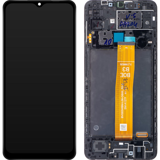 Pantalla táctil Samsung Galaxy A12 Nacho A127, con marco, negro, Service Pack GH82-26486A