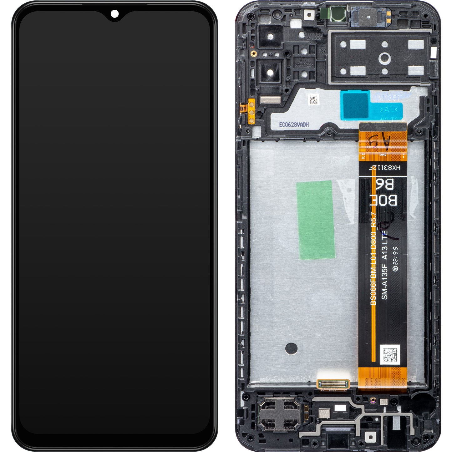 Pantalla táctil Samsung Galaxy M13 M135, con marco, negra, Service Pack GH82-29132A