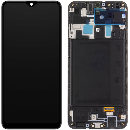 Pantalla táctil Samsung Galaxy A20 A205, con marco, negra, Service Pack GH82-19571A