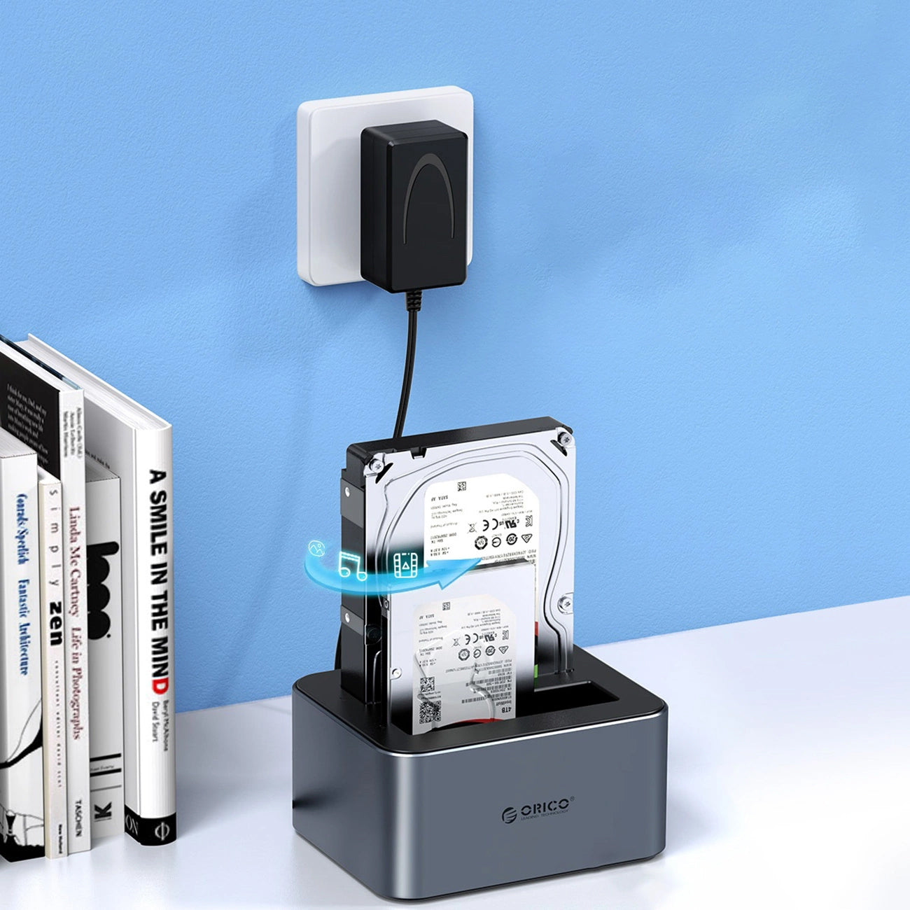 Estación de acoplamiento Orico 6626C3-C-V1 2-Unidades para HDD / SSD SATA 2.5 pulgadas / 3.5 pulgadas, Gris