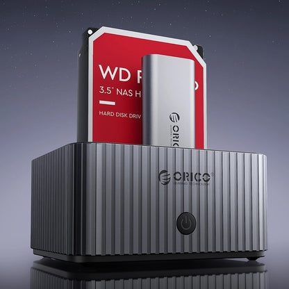 Estación de acoplamiento Orico IT28E-C para HDD / SSD SATA 2.5 pulgadas / 3.5 pulgadas - SSD SATA M.2 NVMe, Gris