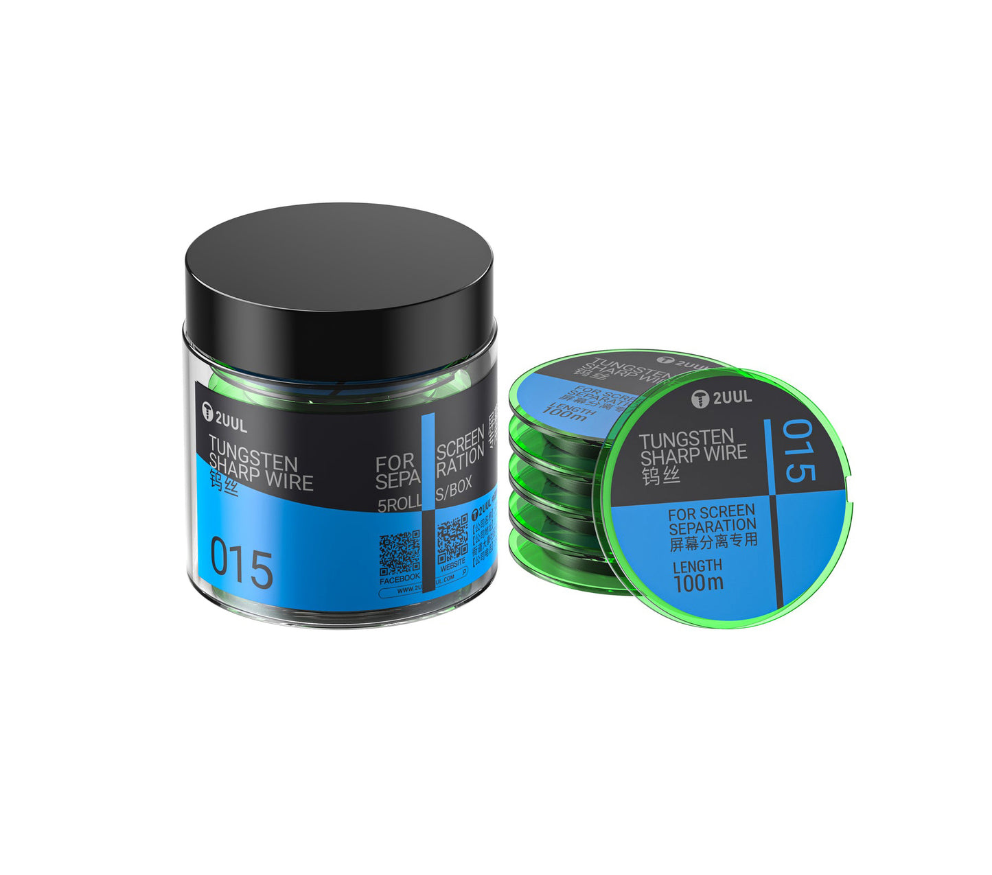 Hilo de tungsteno 2UUL WS-015, 0.015mm, 100m, Set de 5 piezas