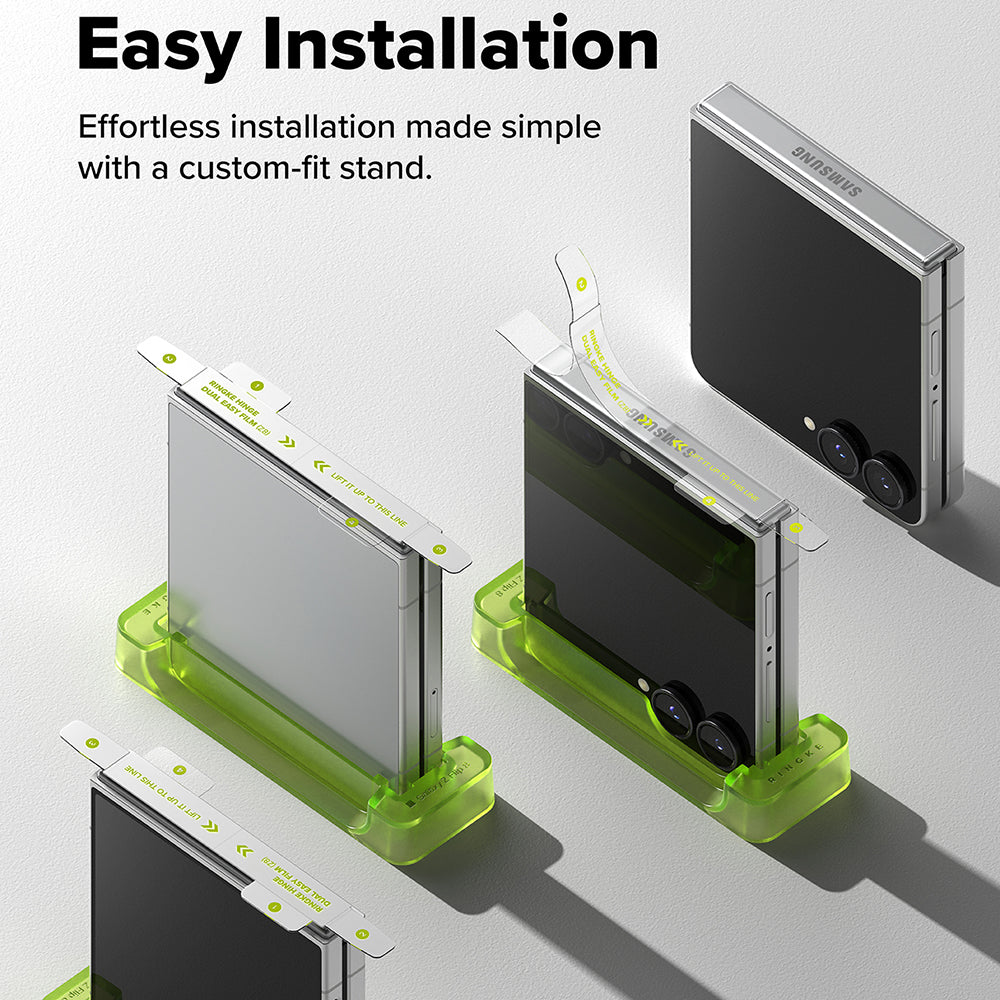 Protector de bisagra Ringke Dual Easy para Samsung Galaxy Z Flip8 F776, Plástico, Set de 2 piezas