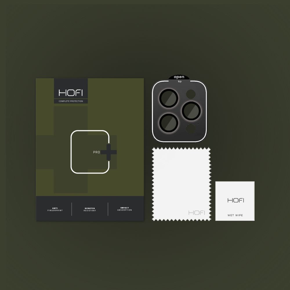 Protector de cámara trasera HOFI CamRing PRO+ para Apple iPhone 15 Pro Max / 15 Pro, vidrio templado, negro