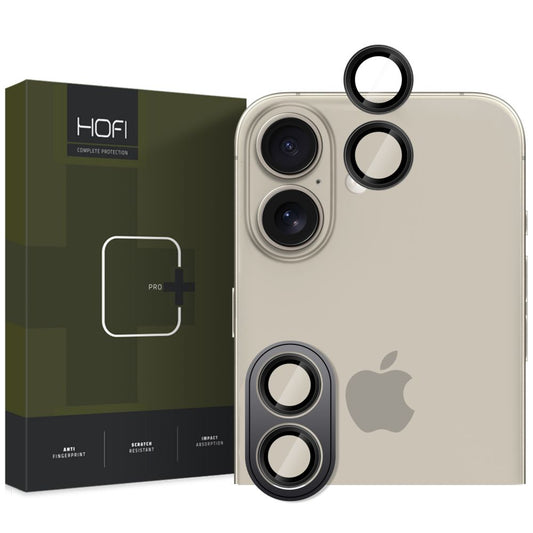 Película Protectora Cámara Trasera HOFI CamRing PRO+ para Apple iPhone 16 Plus / 16, Cristal Protegido, Negro 