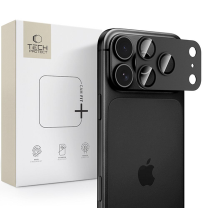 Protector de cámara trasera Tech-Protect CamFull Fit+ para Apple iPhone 18 Pro, vidrio templado, negro