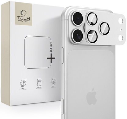 Protector de cámara trasera Tech-Protect CamFull Fit+ para Apple iPhone 18 Pro, vidrio templado, plateado