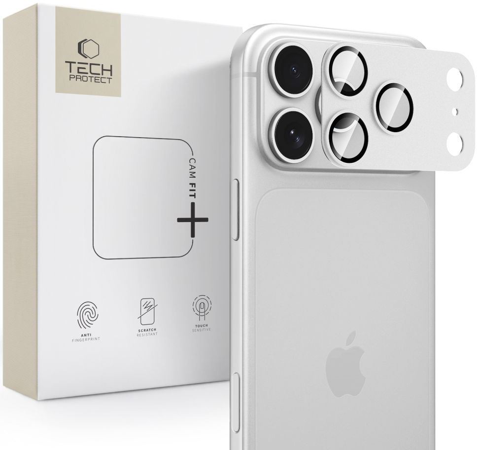Protector de cámara trasera Tech-Protect CamFull Fit+ para Apple iPhone 18 Pro Max, vidrio templado, plateado