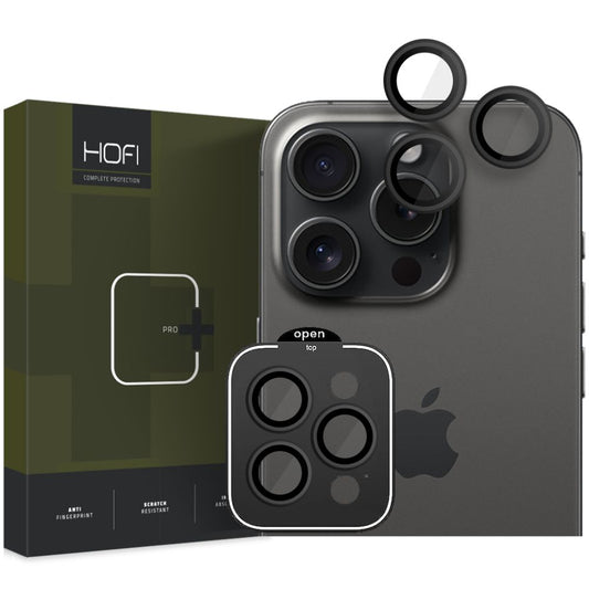 Protector de cámara trasera HOFI CamRing PRO+ para Apple iPhone 15 Pro Max / 15 Pro, vidrio templado, negro