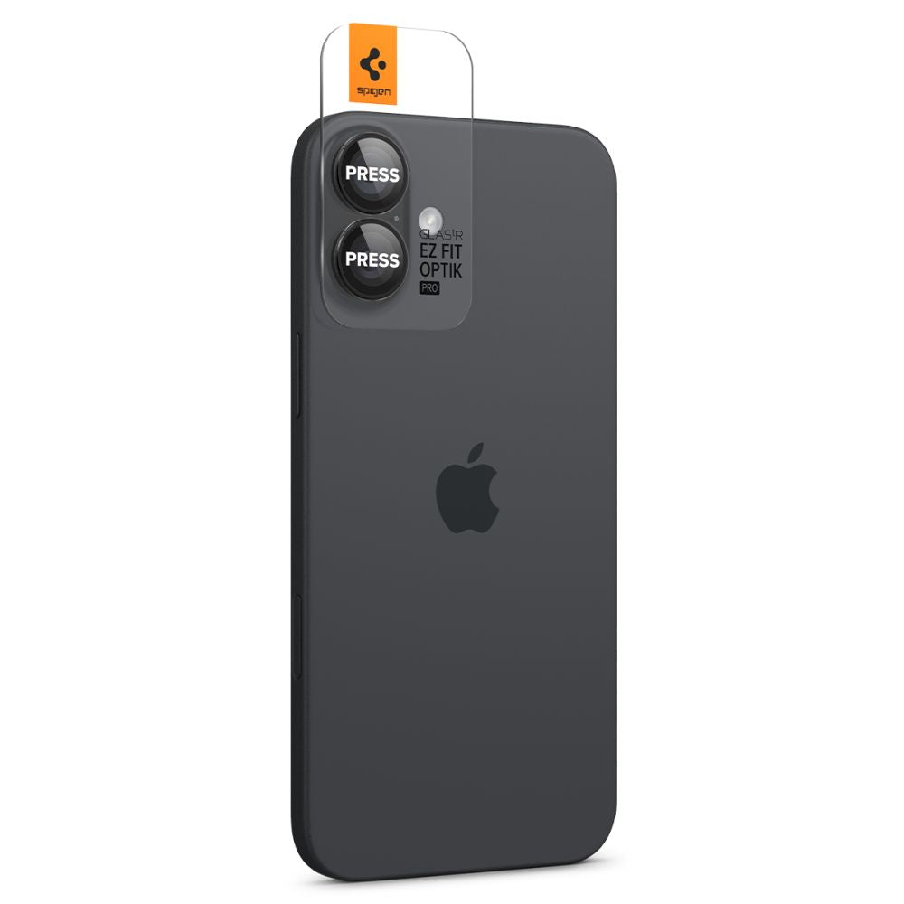 Spigen EZ FIT Película Protectora de la Cámara Trasera para Apple iPhone 16 Plus / 16, Protección de Cristal, Juego de 2 piezas, Negro AGL07921 AGL07921