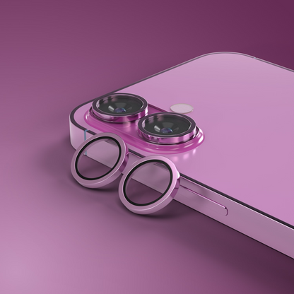 Protector de cámara trasera Etteri para Apple iPhone 16 Plus / 16, vidrio templado, rosa