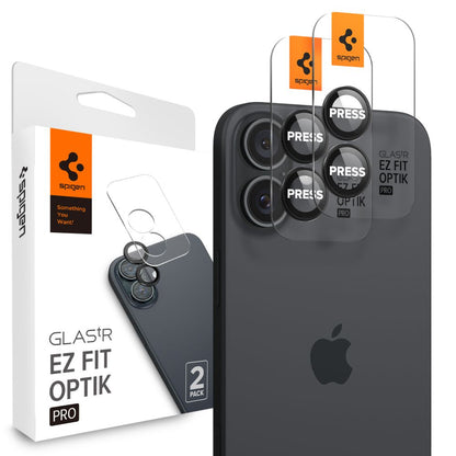 Spigen EZ FIT Película Protectora de la Cámara Trasera para Apple iPhone 16 Plus / 16, Protección de Cristal, Juego de 2 piezas, Negro AGL07921 AGL07921