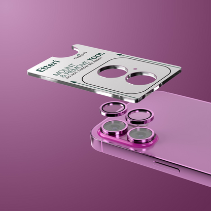 Protector de cámara trasera Etteri para Apple iPhone 16 Plus / 16, vidrio templado, rosa