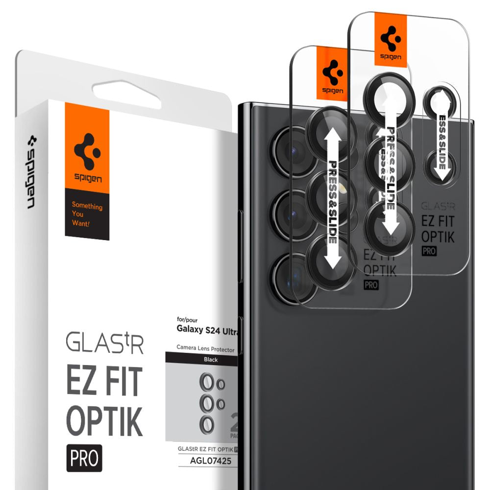 Spigen EZ FIT Película Protectora de la Cámara Trasera para Samsung Galaxy S24 Ultra S928, Cristal Protegido, Set 2 piezas