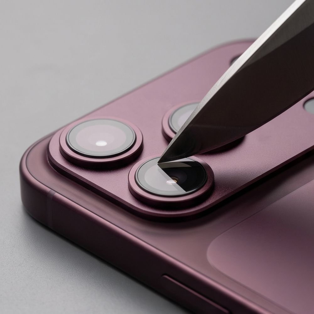 Protector de cámara trasera Tech-Protect CamFull Fit+ para Apple iPhone 18 Pro Max, vidrio templado, burdeos