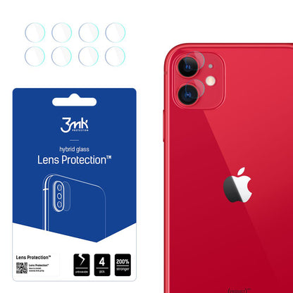 Protector de pantalla para cámara trasera 3MK Protection para Apple iPhone 11, vidrio flexible, juego de 4 piezas, transparente