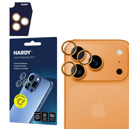 Protector de cámara trasera 3MK Hardy Protection Pro para Apple iPhone 17 Pro Max / 17 Pro, Cristal Templado, Naranja
