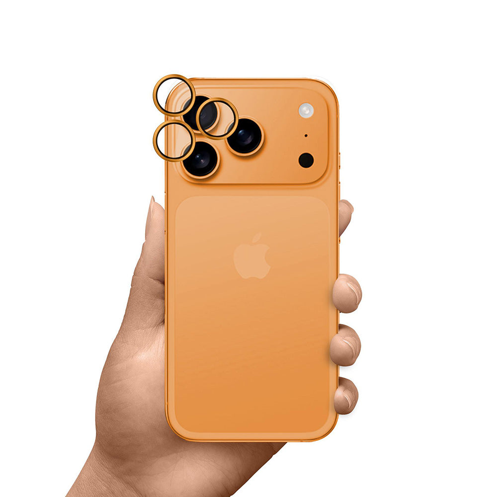 Protector de cámara trasera 3MK Hardy Protection Pro para Apple iPhone 17 Pro Max / 17 Pro, Cristal Templado, Naranja