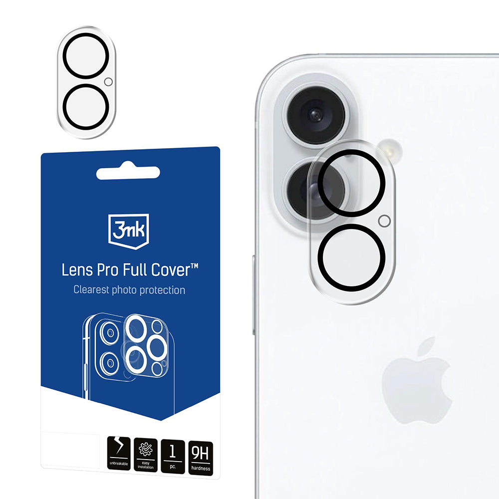 Lámina protectora para Cámara Trasera 3MK Pro Full Cover para Apple iPhone 17, Cristal Templado, Negra