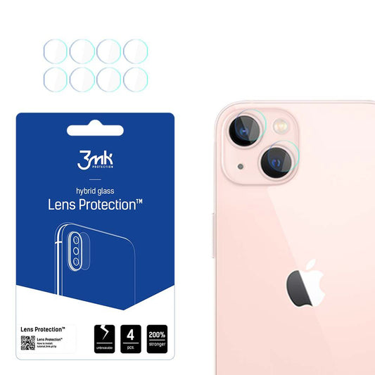 Protector de pantalla para cámara trasera 3MK Protection para Apple iPhone 14, vidrio flexible, juego de 4 piezas, transparente