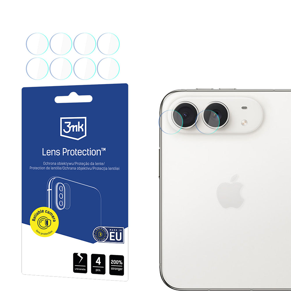 Protector de cámara trasera 3MK Protection para Apple iPhone Duo, vidrio templado, set de 4 unidades, transparente