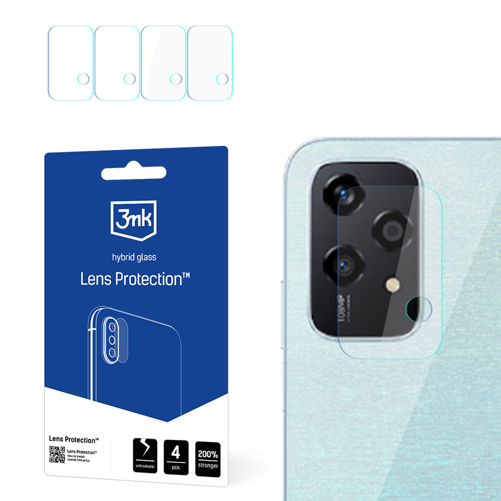 Protector de pantalla para cámara trasera 3MK Protection para Honor 200 Lite, vidrio flexible, juego de 4 piezas, transparente